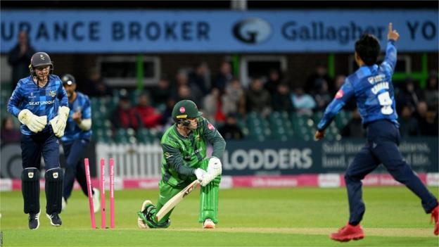 Jafer Chohan takes a wicket