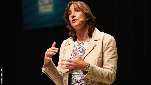 UK Sport chair Katherine Grainger speaks at a conference