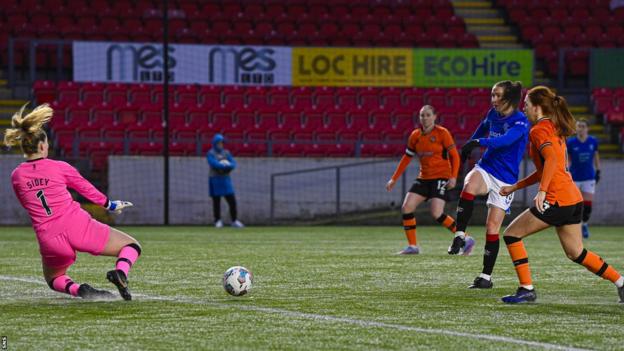 Jane Ross scores for Rangers against Dundee United