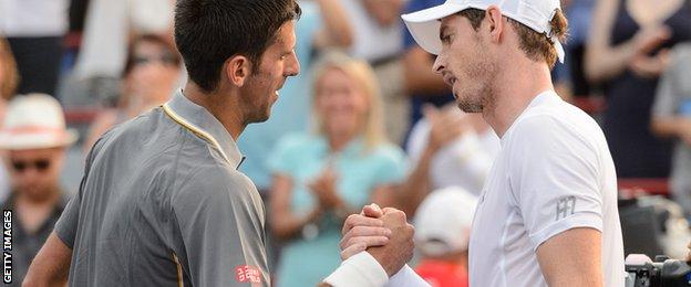 Djokovic (left) leads Murray 19-9 in their career head-to-head record