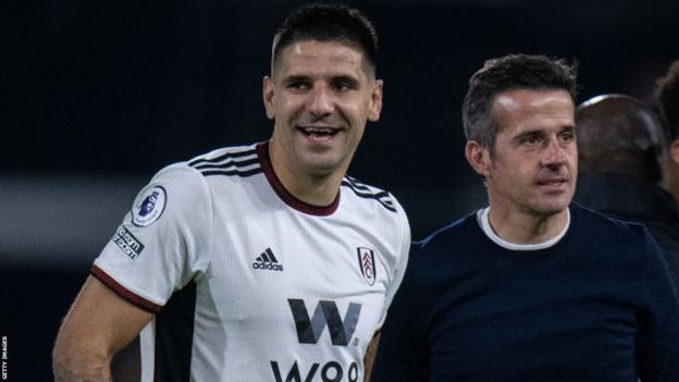 Fulham boss Marco Silva with striker Aleksandar Mitrovic