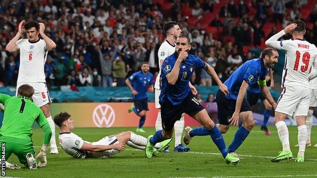 Bonucci scores against England in the Euro 2020 final