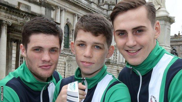 NI boxers James McGivern, Stephen McKenna and Aidan Walsh won gold medals at the 2015 Commonwealth Youth Games in Samoa