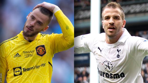 Manchester United's David de Gea and Tottenham's Rafael van der Vaart