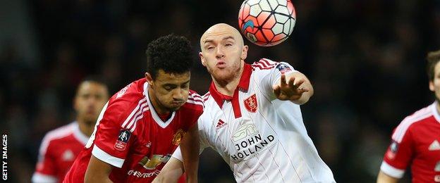 Conor Sammon (right) in action for Sheffield United