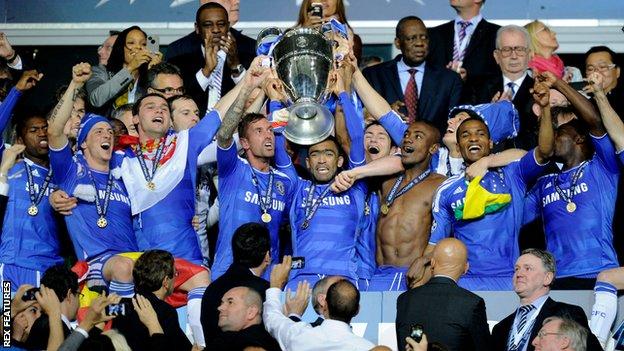 Chelsea lift the Champions League trophy