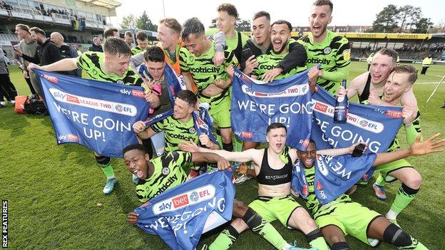 Forest Green Rovers players celebrate