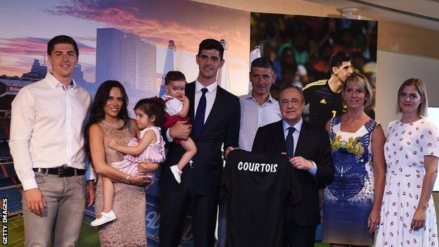 Thibaut Courtois and his family at his signing for Real Madrid