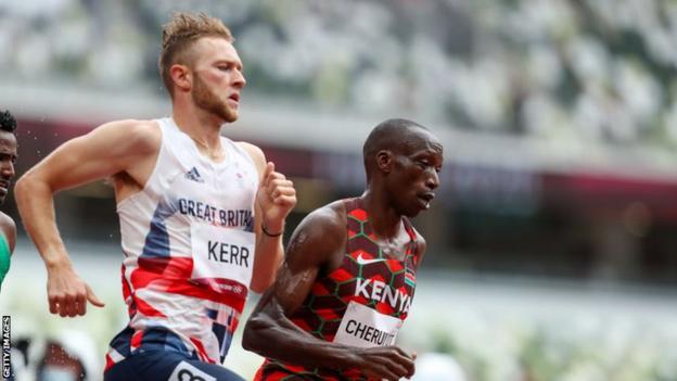 Kenya's Timothy Cheruiyot (right) races against Great Britain's Josh Kerr in the heats of the 1500m at the Tokyo Olympics