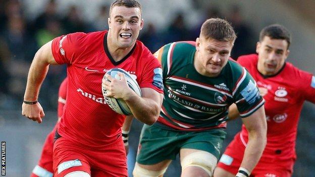 Ben Earl ran in the second of Saracens' tries midway through the second half against Leicester at Welford Road