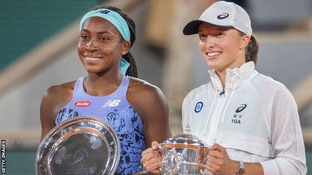 Coco Gauff and Iga Swiatek after their final at the French Open 2022