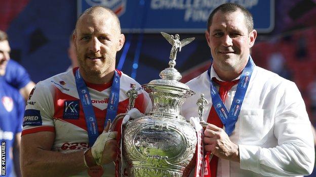 James Roby (left) has scored 110 tries for St Helens, including in this year's triumphant Challenge Cup final win over Castleford at Wembley