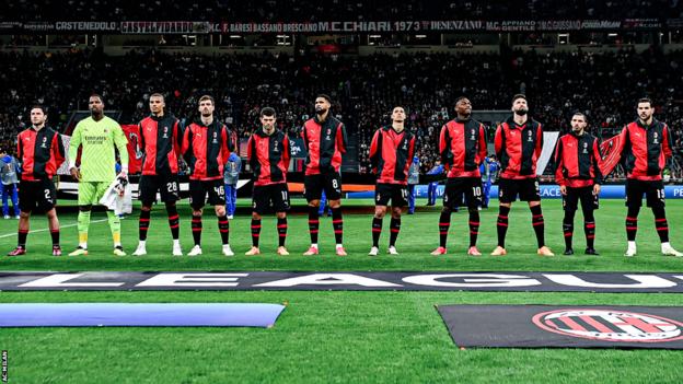 The AC Milan players as viewed from the new pitchside seats