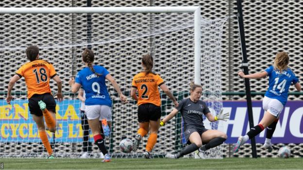 Mia McAuley scores for Rangers against Glasgow City