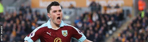 Michael Keane playing for Burnley