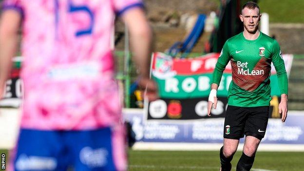 It was ruled that Joe Crowe had made 16 senior appearances and was ineligible for Glentoran's Irish Cup game with Newry City