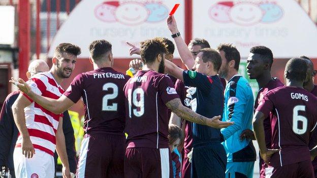 Willie Collum sends off Callum Paterson at New Douglas Park