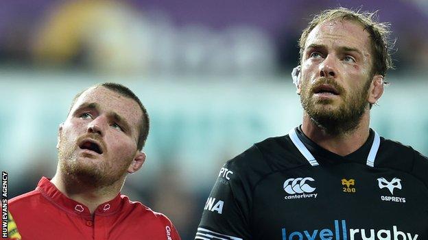 Scarlets captain Ken Owens and Ospreys counterpart Alun Wyn Jones will lead their teams at the weekend