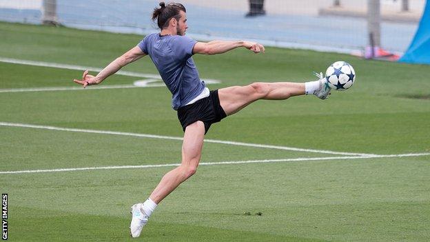 Garth Bale training for Real Madrid on Tuesday