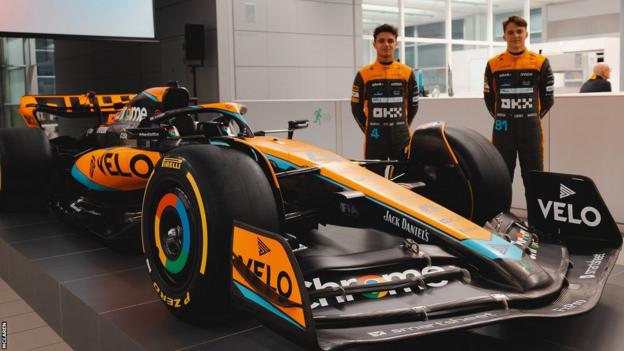 Lando Norris and Oscar Piastri with the new McLaren car