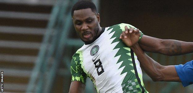 Odion Igahlo in action for Nigeria