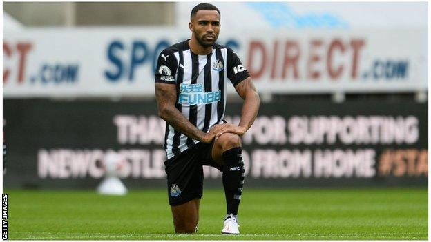 Callum Wilson taking the knee for Newcastle