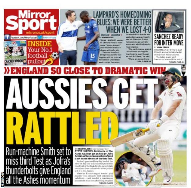 Monday's back pages BBC Sport