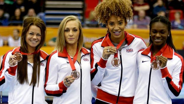 Hayley Jones, Annabelle Lewis, Ashleigh Nelson and Dina Asher-Smith