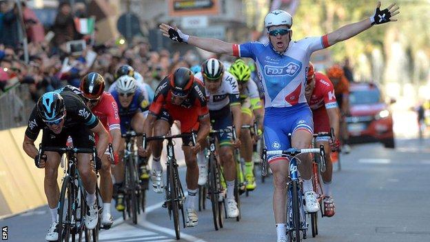 Milan-San Remo winner Arnaud Demare denies being towed - BBC Sport