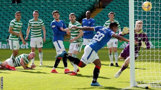 Alfredo Morelos' far-post header earned Rangers a point