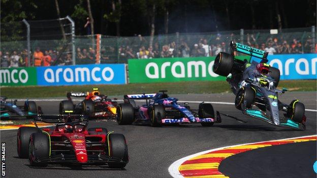Lewis Hamilton and Fernando Alonso collide