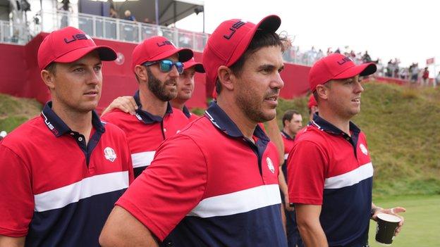 Brooks Koepka with his United States team-mates at the 2021 Ryder Cup