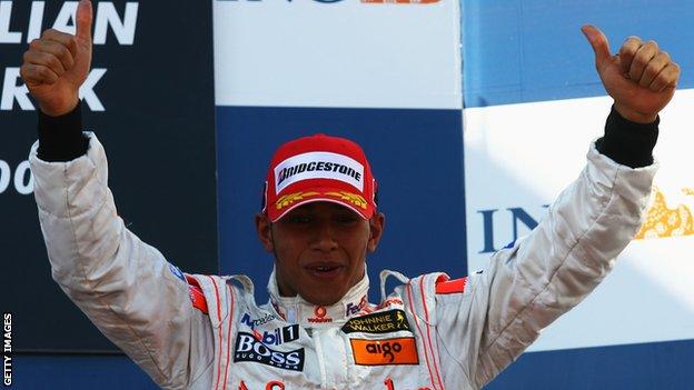 Lewis Hamilton on the podium in Australia in 2007