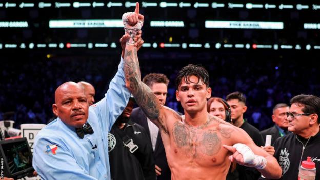 Ryan Garcia is declared the winner after defeating Oscar Duarte