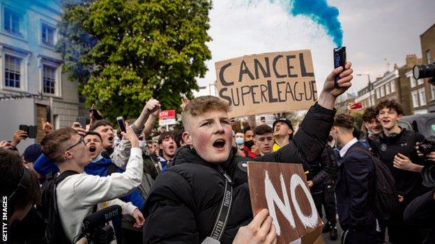 Fans protest against European Super League
