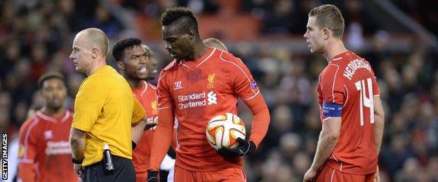 Mario Balotelli prepares to take a penalty for Liverpool