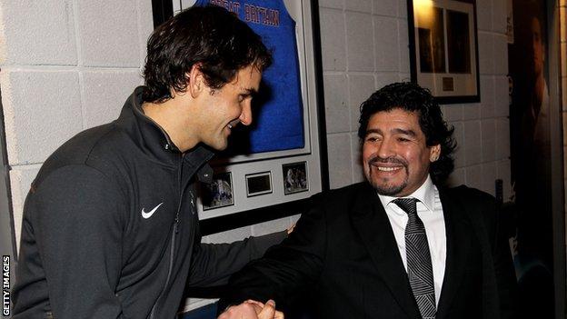 Roger Federer and Diego Maradona