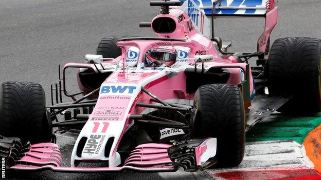 Italian Grand Prix: Sergio Perez fastest in wet first practice - BBC Sport