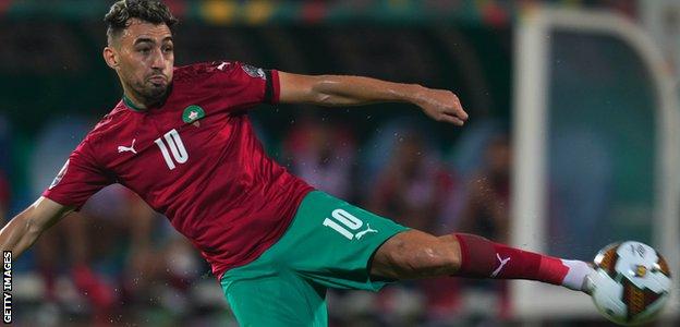 Munir El Haddadi in action for Morocco