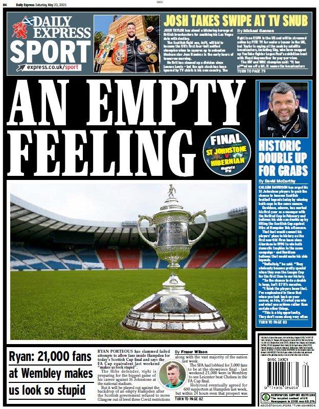 The back page of the Scottish Daily Express on 220521