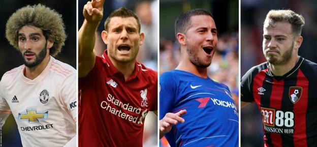Maroune Fellaini, James Milner, Eden Hazard, Ryan Fraser