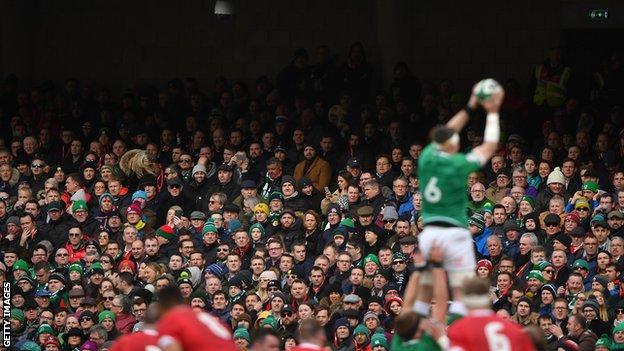 A full house watched Ireland's last Dublin Six Nations meeting with Wales in February 2020
