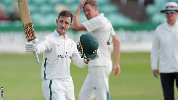 Gareth Roderick has completed his second century in successive innings for Worcestershire - and his first at New Road
