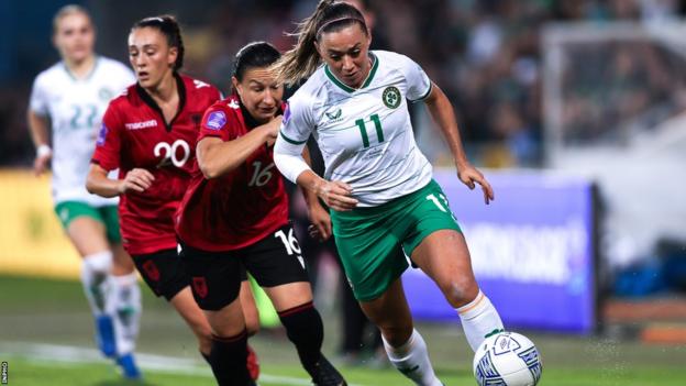 Katie McCabe's hat-trick helped the Republic of Ireland hammer Albania 5-1 at Tallaght Stadium on Friday.