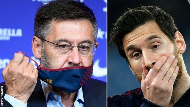 Lionel Messi (right) has had a public falling out with Bartomeu (left)