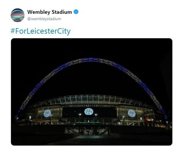 England's national stadium Wembley paid tribute on Sunday night