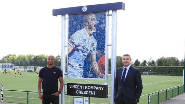 Earlier in the day, Kompany and Manchester City chairman Khaldoon Al Mubarak unveiled a mosaic at the newly-named Vincent Kompany Crescent at City's training campus