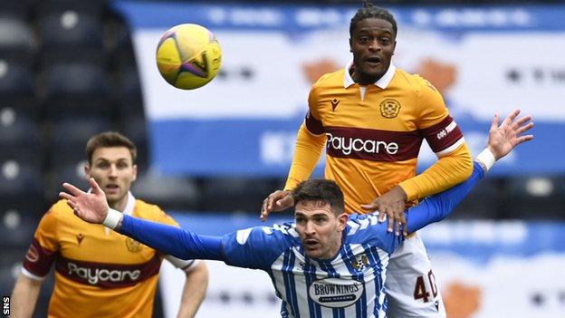 Kyle Lafferty in action for Kilmarnock against Motherwell
