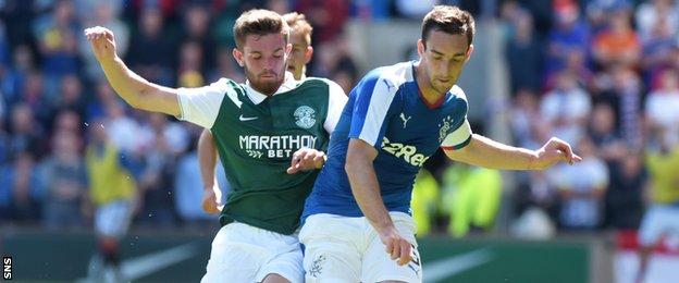 Hibernian finished ahead of Rangers last season but lost in the play-offs and in last week's Petrofac Training Cup tie