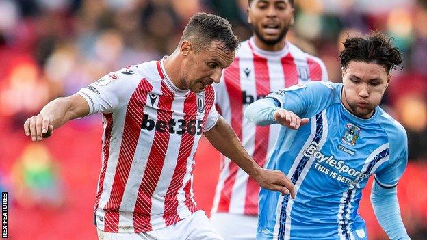 Stoke City's Phil Jagielka in action against Coventry